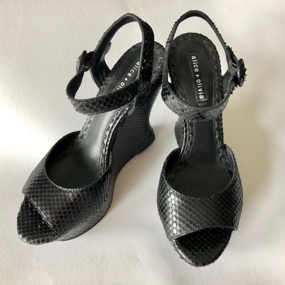 EUC Alice + Olivia Jana Snakeskin Platforms